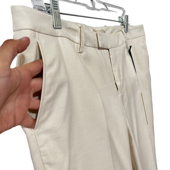 Suitstudio Cotton-Silk Mid-Rise Sz 8 Medium New w Tags Off-White Straight-Leg Tr - Picture 3 of 14